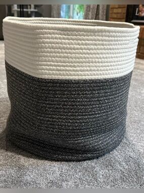 Two-Tone White and Charcoal Rope Storage Basket - Home Accents